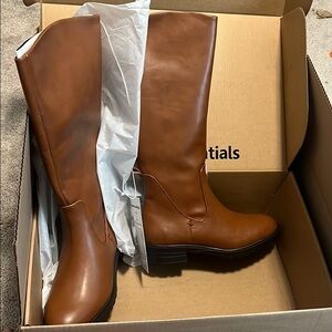 Amazon Essentials Brown Below the Knee Boots Sleek Leather Design